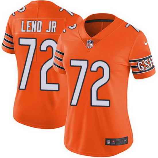 Bears 72 Charles Leno Jr Orange Womens Stitched Football Limited Rush Jersey